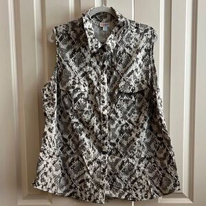 NWT.  LuLaRoe Black and White Snake Print Button-Down Shirt.